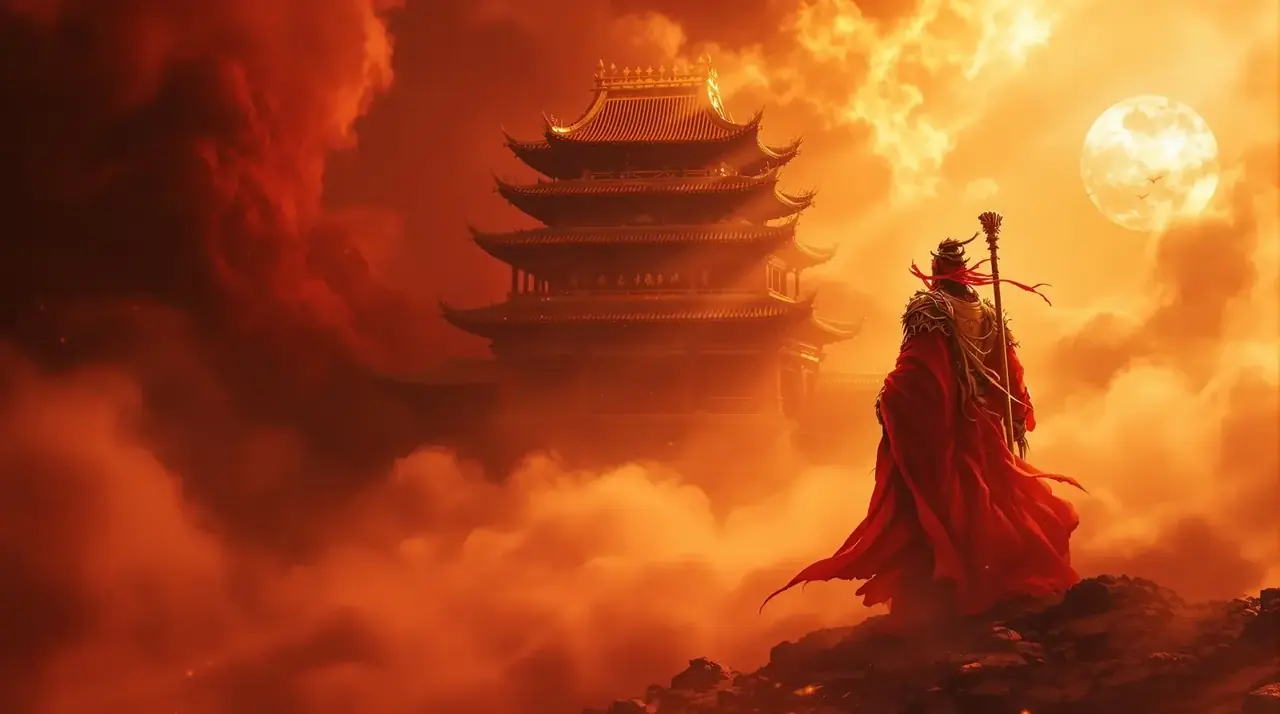 山海有灵短剧场景背景图，玄幻题材