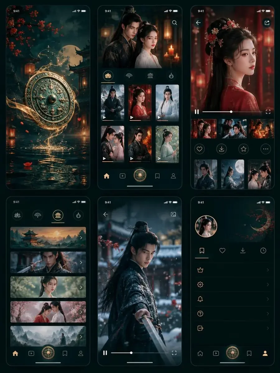 番茄短剧 APP 界面预览 番茄短剧 APP 首页界面预览,展示短剧卡片与题材分区